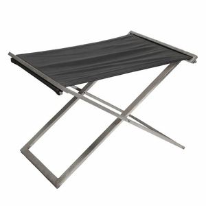 Tabouret pliant rectangulaire portable en cuir avec structure en métal en X et assise en tissu, léger, pour le camping, siège pliable polyvalent - Product Image 3