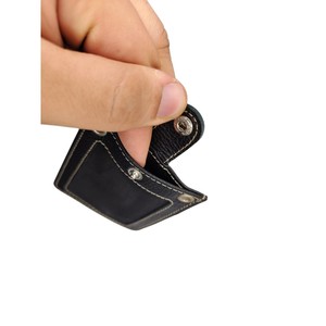 Portefeuille fin pour homme en cuir véritable personnalisé avec fermeture à pression, blocage RFID de haute qualité, fenêtre pour carte d'identité et format court - Product Image 4