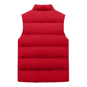 Chaleco Acolchado Rojo para Hombre, Cuello Alto, Cierre de Cremallera, Cortavientos, Informal, Ropa de Invierno, Relleno de Poliéster, Bolsillos, Largo Regular - Product Image 2