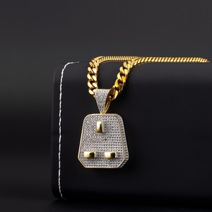 Collar con Colgante de Zirconia Cúbica Estilo Hip Hop, Chapado en Oro, Cobre, Letra Personalizada, Joyería para Fiesta, Boda, Regalo - Product Image 2