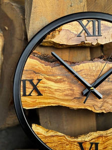 Natural Wood Live Edge Wall <b>Clock</b>, Rustic Wooden Statement <b>Clock</b>, Handmade Home Decor, Metal Frame Timepiece, Farmhouse Wall Art - Product Image 3