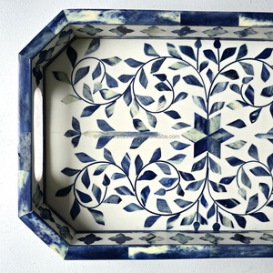 Bandejas de madera de alta calidad, ecológicas, esmaltadas, únicas, con incrustaciones de hueso, pulidas, para servicio de bodas y artesanía budista - Product Image 4