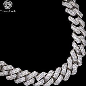 Charm Jewells Moissanite Brilliant Cut Hip Hop IGI Certified <b>Statement</b> <b>Necklace</b> 925 Silver 14K Gold Plated Link Chain Luxury - Product Image 2