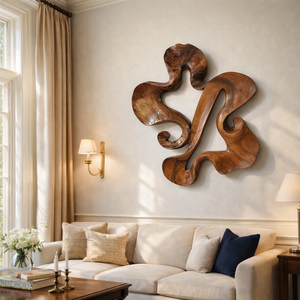 Escultura de Pared de Madera Hecha a Mano Luxali, Muebles para Sala de Estar, Madera Orgánica, Fluidez Escultural, Diseño Art Deco - Product Image 1