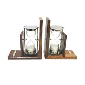 Sablier nautique de collection en laiton et verre à prix réduit avec sable blanc et base en bois fini polonais en laiton - Product Image 2