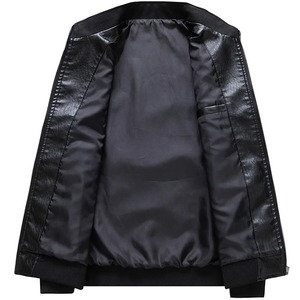 Nueva Chaqueta de Motociclista de Cuero para Hombre, Cuello Alto, Cierre de Cremallera, Transpirable y Cálida para Otoño e Invierno, con Piel de Vaca - Product Image 6