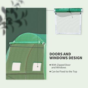 Serra a tunnel trasparente 3x3x2,1m di alta qualità con copertura in PE, telaio in legno/metallo, porte con cerniera e finestre per uso domestico - Product Image 5