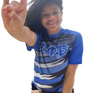 1908 Blue Dry Fit Jersey Women Short Sleeve Athletic Shirt Greek Sorority Apparel Moisture Wicking Sport <b>Top</b> Breathable Fit - Product Image 5