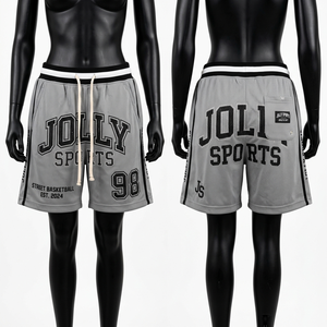 Shorts de basket-ball pour femmes en mesh polyester respirant 180 GSM premium, marron et noir, avec logo brodé sur les côtés. - Product Image 3
