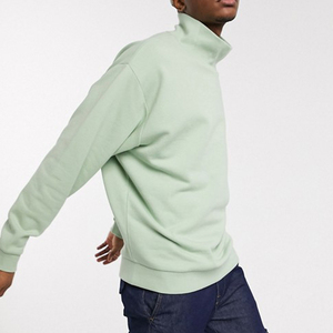 Suéter de Cuello Alto Verde Claro para Hombre, Corte Regular, Tejido de Algodón, Informal, para Otoño - Product Image 4