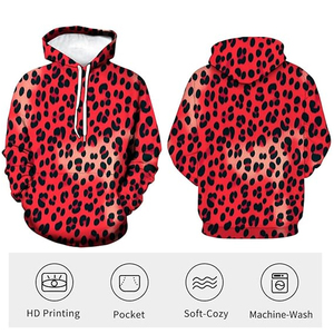Cotton Fleece <b>Leopard</b> Hoodie Streetwear <b>Sweatshirt</b> Custom Logo Men Women Wholesale Supplier - Product Image 3