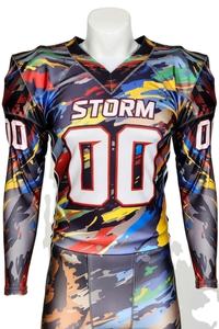 Uniforme de football américain personnalisé léger et respirant à manches courtes, grande taille, couleur unie de haute qualité, 100 % maille à col en V sur le devant - Product Image 4