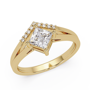 Elegante Anillo de Compromiso con Diamante Cultivado en Laboratorio, Corte Princesa, Oro Puro de 14k, Anillo de Novia con Vástago Dividido, Joyería Fina, 0.65 Quilates TW - Product Image 2