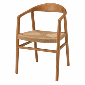 Scandinavian Eco-Friendly Durable Waterproof Wooden <b>Dining</b> <b>Chair</b> Woven Seat Curved Backrest Modern Home Office School Park - Product Image 1