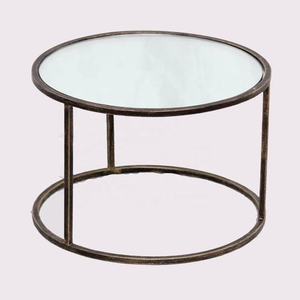 Juego de 2 mesas auxiliares de aluminio con detalles artísticos que realzan el ambiente del hogar, mesa decorativa para uso en el centro de la habitación - Product Image 4