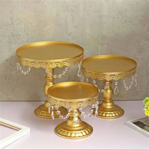 Hot Selling Best Quality Metal Round <b>Cake</b> <b>Stand</b> for Serving <b>Cake</b> for Home & Party Tabletop Decorate Set in 3 Pcs Crystal Design - Product Image 1