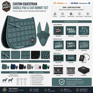 Teal <b>Quilted</b> Horse Saddle Pad Unisex Woven Fabric Solid Color Customizable Material Digital Printing - Product Image 4
