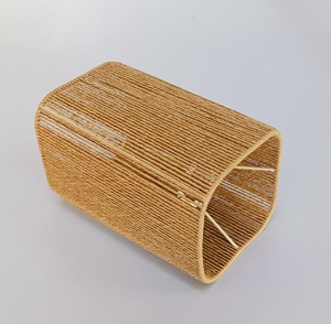 Meilleurs lustres suspendus, abat-jour en raphia de forme carrée avec douilles E27, couleur beige, structure en fil de fer, idéal pour les chambres d'hôtel - Product Image 2