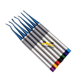 Juego de 7 piezas de instrumentos de extracción de conductos radiculares dentales, hechos de titanio, para procedimientos precisos. - Product Image 1