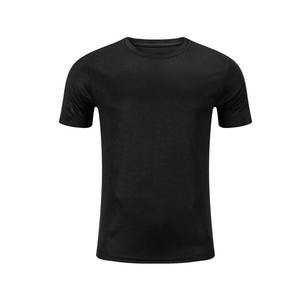 <b>Men's</b> Black Short Sleeve O-Neck T-Shirt Regular Fit Casual Knitted Solid Color Jersey Fabric - Product Image 1