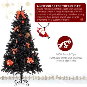 Arbre de Noël noir en PVC de 6 pieds 1150 branches - Product Image 4