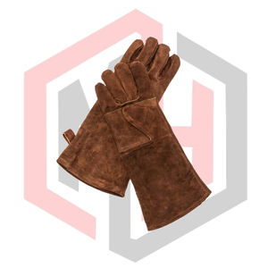 Gants résistants à la chaleur en cuir marron, gants en cuir fendu résistants au feu pour soudeurs, sans silicone, sans poudre, 14 pouces - Product Image 3