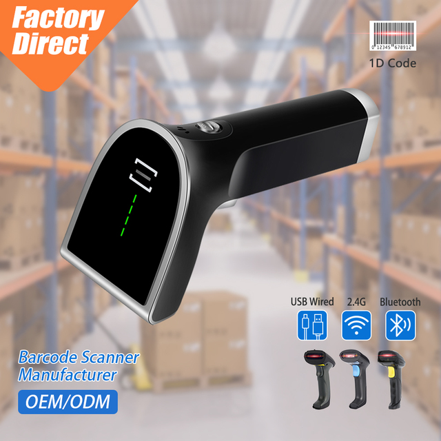 Factory Price 1D Laser Wireless BT Bar Code Reader 2600mAh Long Standby Barcode Scanner with Battery-Indicator
