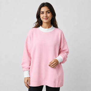Sudadera de cuello alto para mujer al por mayor, ligera, de algodón polar, con apliques premium y puños acanalados, ropa casual, proveedor de fábrica - Product Image 1