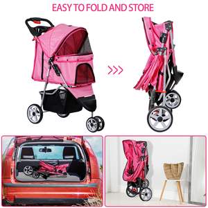 TH-PPS-158 Customizable Large <b>Pet</b> <b>Stroller</b> with Separate Compartments and Zippers for <b>Pet</b> Travel - Product Image 4