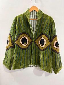 Indian Handmade <b>Velvet</b> Eco-Friendly Quick Dry Vintage Embroidery <b>Women</b> Winter Free Size Stand Collar Boho <b>Jacket</b> - Product Image 3