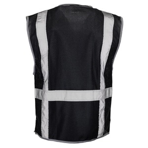 HiVi Men's Security Vest Breathable Mesh Personal Protective Clothing Fluorescent Reflective Safety Features Black Worker Vest - Product Image 3