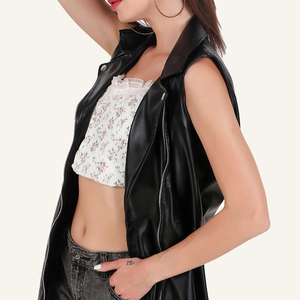 2026 Latest Fashion Custom Woman's Knee-Length Casual Dress Genuine Sheepskin Leather Sleeve Less Diamond Dress - Product Image 3