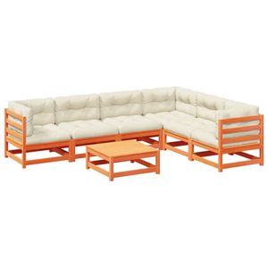 Set di 7 pezzi di cera marrone pino massello divano Patio in legno con cuscini - Product Image 2