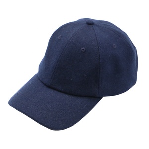 Fabricant de chapeaux – Faible MOQ – Vente en gros – Casquette bleu marine en mélange de laine, matériau non structuré, visière incurvée, style « Dad Hat » avec sangle en cuir - Product Image 2