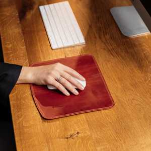 Handmade Real Leather <b>Mouse</b> Pad Anti Slip Suede Base Desk Mat Personalized Executive Writing Pad for Computer LMP-0057 - Product Image 5