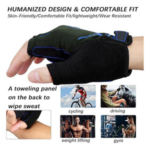 Guantes de Ciclismo Unisex de Medio Dedo con Diseño de Llama Azul, Poliéster Transpirable y Absorbente de Humedad para Uso en Verano - Product Image 6