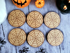 Spider Web Design Wooden <b>Coasters</b> Sets Prevents <b>Heat</b> Damage From Hot Tea And Coffee Cups And Protects Table From Water Stains - Product Image 5