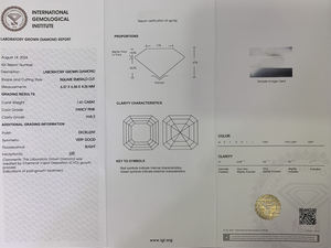 เพชรแล็บสร้างขึ้นทรง Asscher ขนาด 1-10 กะรัต ขายส่ง พร้อมใบรับรอง IGI และ GIA ความใส VVS สีชมพู CVD สำหรับทำเครื่องประดับ - Product Image 2
