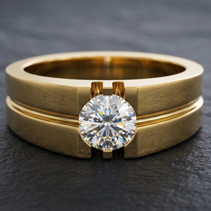 Anillo de Boda de Oro Amarillo de 14 Quilates para Hombre con Diamante Cultivado en Laboratorio con Acabado Mate, Chapado en Rodio, Certificado por IGI, Ideal para Regalo de Fiesta - Product Image 3