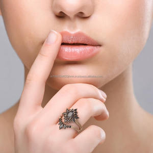 แหวนสีดำเพชรธรรมชาติสำหรับผู้หญิงแหวนหมั้นแหวนเพชรสีดำโรสโกลด์14K แหวนซ้อนกันได้เครื่องประดับครึ่งนิรันดร์ - Product Image 3