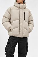 Blouson matelassé streetwear pour homme, col montant, fermeture éclair, coupe-vent, hiver, décontracté, coupe ample, rembourrage en polyester, devant régulier