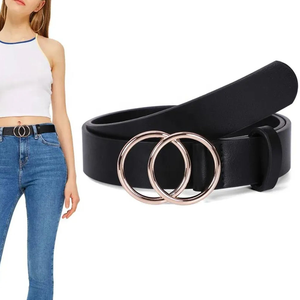 Cinturones de Cuero para Mujer de Alta Calidad OEM y ODM con Hebilla Doble de Acero y Logotipo Personalizado - Product Image 3