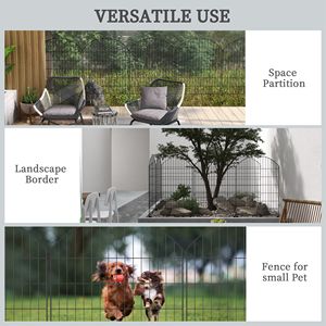 Set di 4 Recinzioni da Giardino in Metallo con Design a Griglia da 2,4m, Facilmente Assemblabili, Barriera Decorativa per Animali e Bordo per Piante - Product Image 6