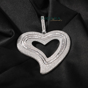 Pendentif en diamant de laboratoire taille cœur, argent 925, or massif 18 carats, charme romantique unisexe pour tous les jours - Product Image 2
