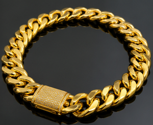 Wholesale Choker <b>Solid</b> Yellow Gold Plated Custom Gold Cuban Link Chain Gold Cuban Miami Chain Miami Cuban Chain <b>Necklace</b> - Product Image 2