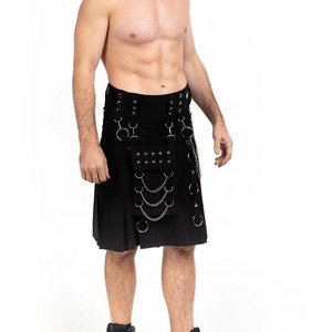 <b>Men's</b> <b>Black</b> Utility <b>Kilt</b> With Metal Rings And Chains Regular Fit Polyester Adult Size - Product Image 4