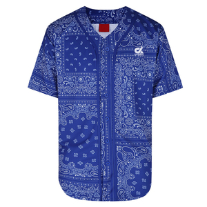 Maillot de baseball personnalisé pour homme, imprimé bandana noir, respirant, en polyester, boutonné, streetwear, uniforme d'équipe, fournisseur OEM en gros - Product Image 2
