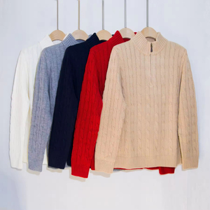 Cardigan en laine torsadée pour homme, manches longues, couleur unie, col rabattu, pull d'hiver, anti-boulochage, matière épaisse - Product Image 3