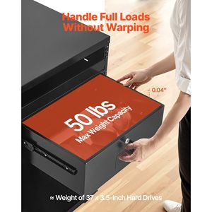 50 Lbs Max Load-Bearing <b>Lockable</b> 4U Rack Mount <b>Drawer</b> Sliding Cable Management Hole Case Server Cabinet Organizer - Product Image 3