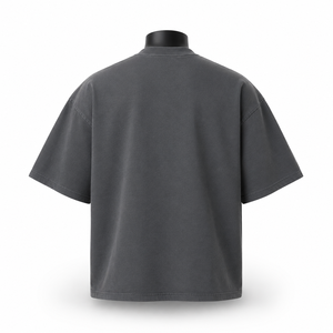 Camiseta de manga corta para hombre, corte holgado, 220G, de algodón puro lavado, jersey de gramaje pesado, estilo doble corto y ancho, con efecto abullonado, estilo urbano vintage - Product Image 2
